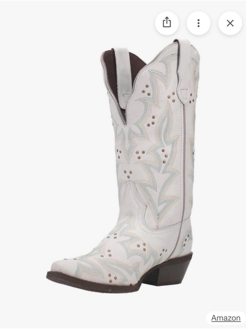 Laredo White and Light Blue Women's Western Heeled Boots